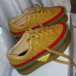 Cheese Plz Burger Sneakers at Dolls Kill,